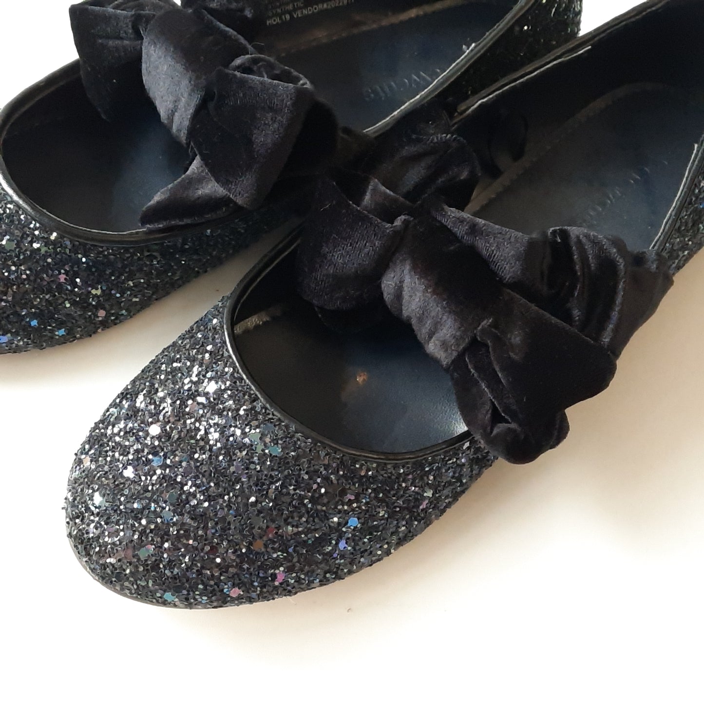 Crewcuts Black Glitter Girls Shoes size 7