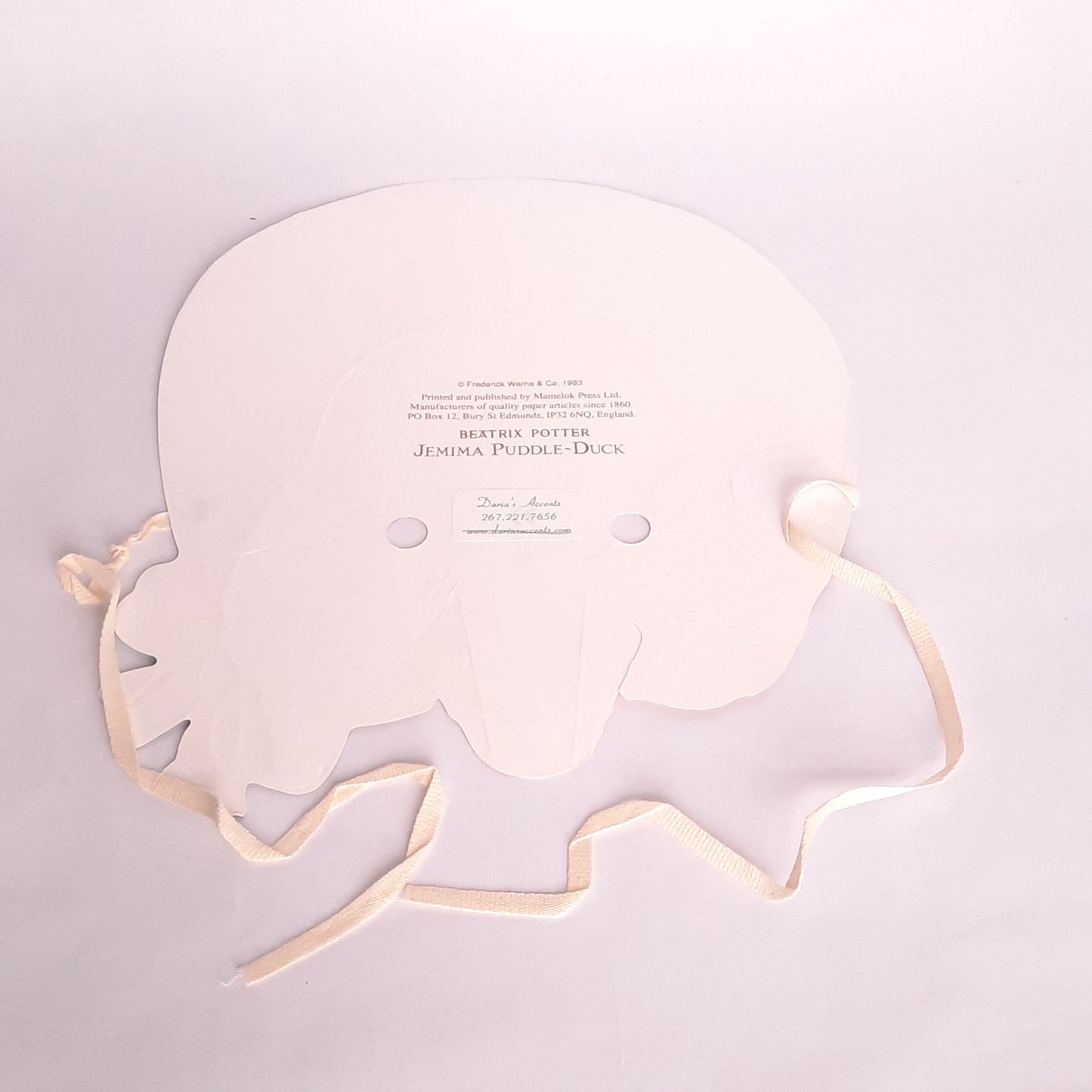 Beatrix Potter "Jemima Puddle-Duck Paper Mask 1993
