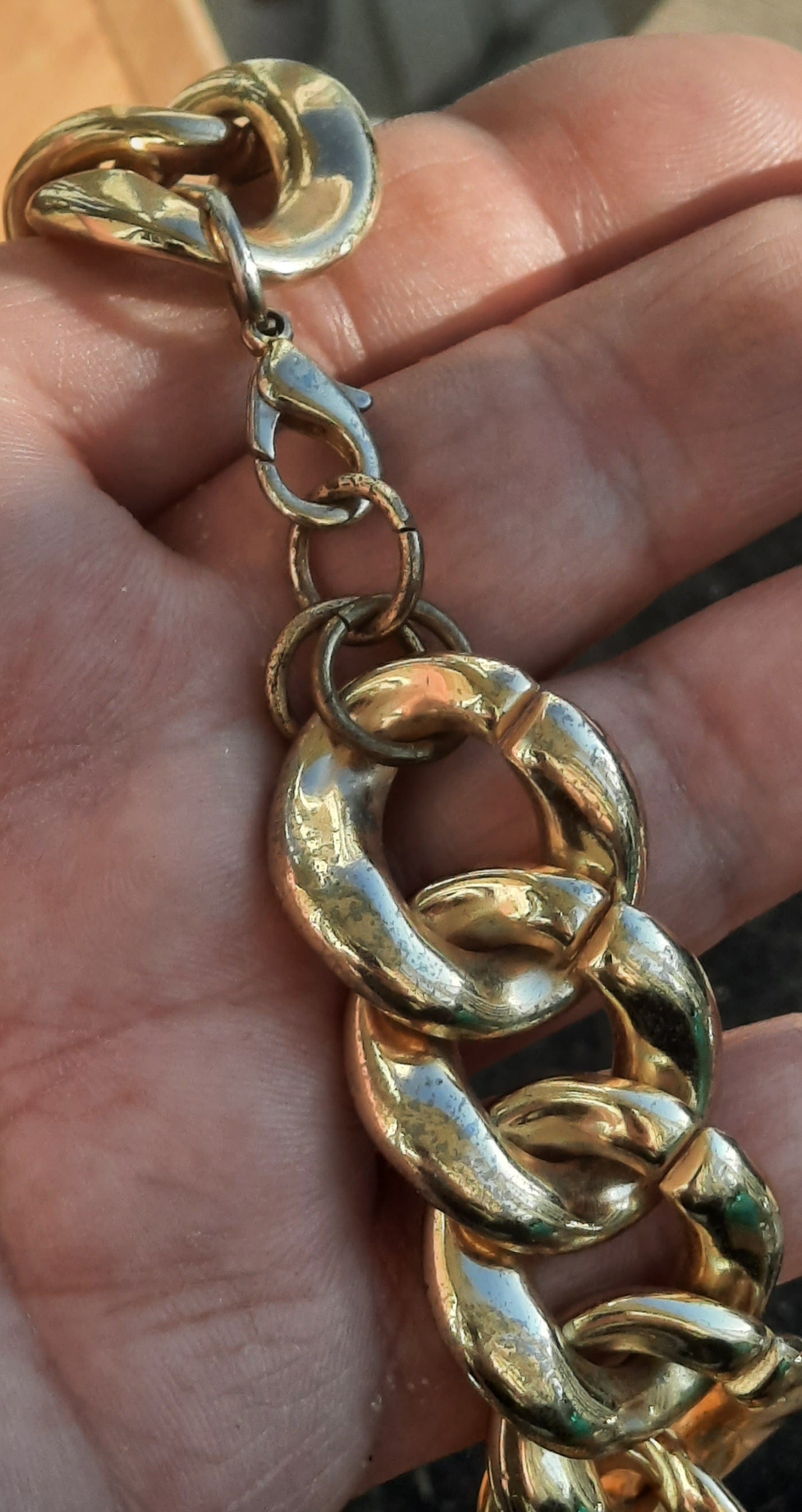 Gold Toned Vintage Chunky Necklace Big Gem