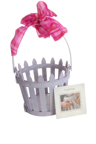 Signed "Longaberger" 2006 Six Inch Pastel Purple Picket Fence Pail Basket