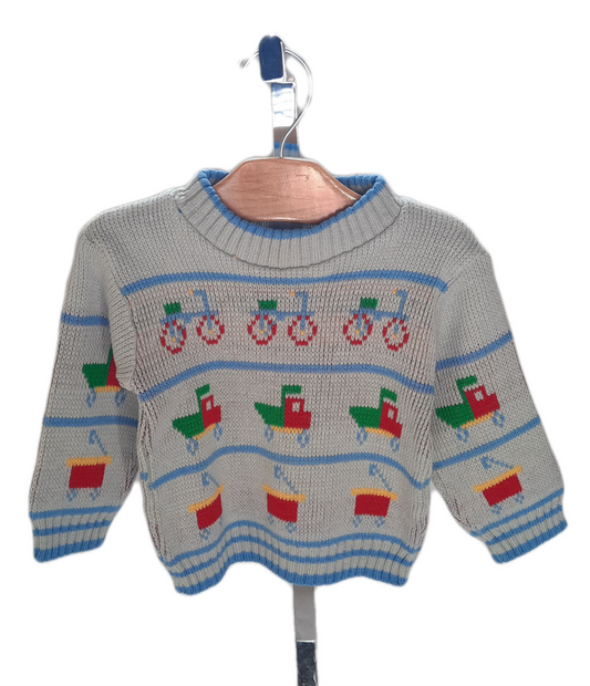 "Hopscotch" Knit Light Blue Toddler Boy's Sweater  24mo.