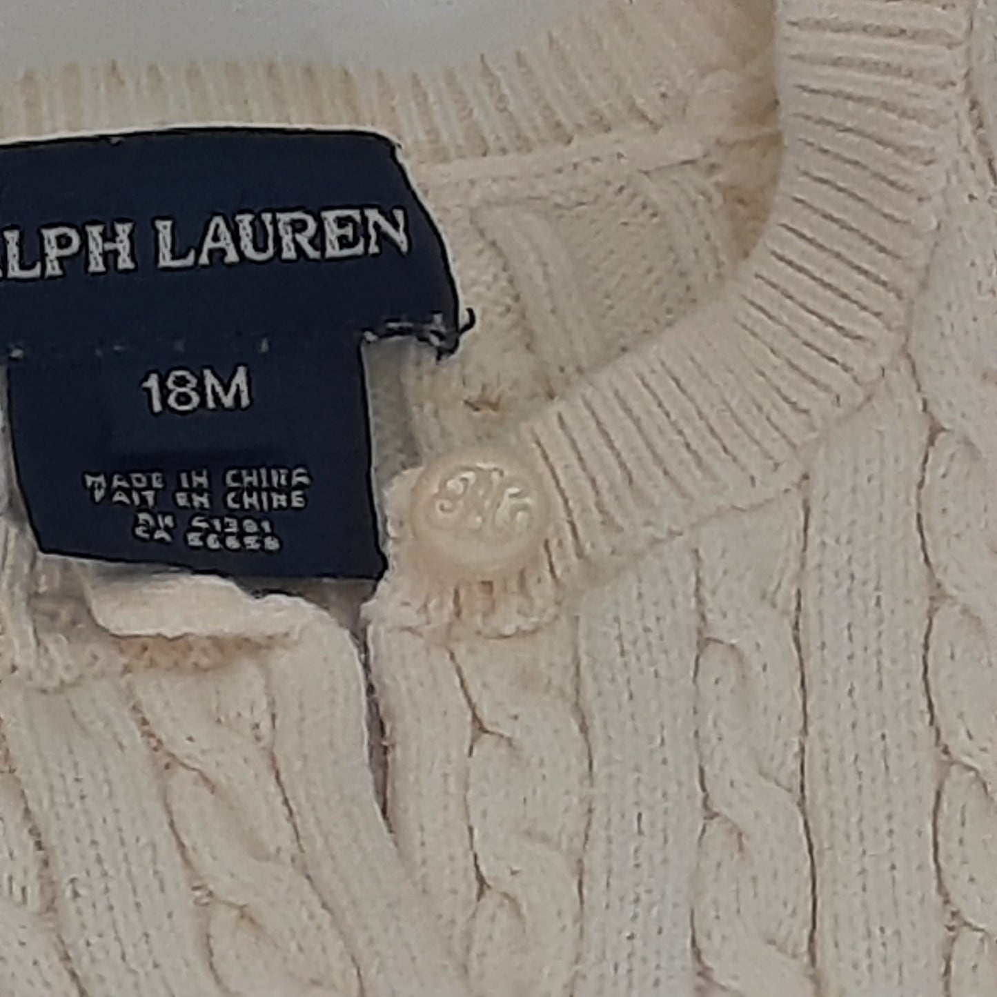 Ralph Lauren Baby 18 mo. Off White Button Down Sweater