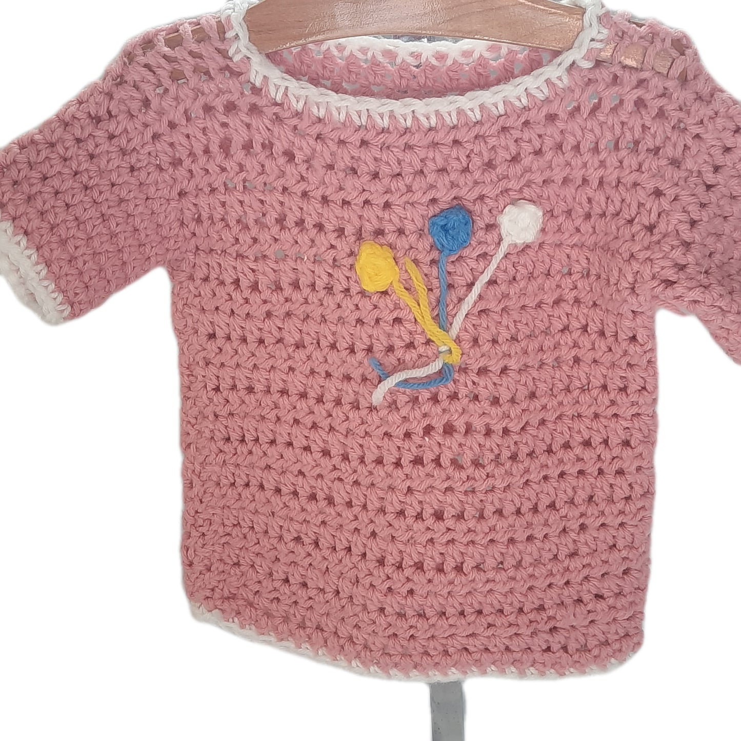 Pink Hand Knit Cap Sleeve Sweater 24mo.