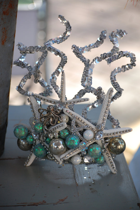 Hand Made Mermaid Crown/Sea shell Tiara/bridal/flower girl Headpiece