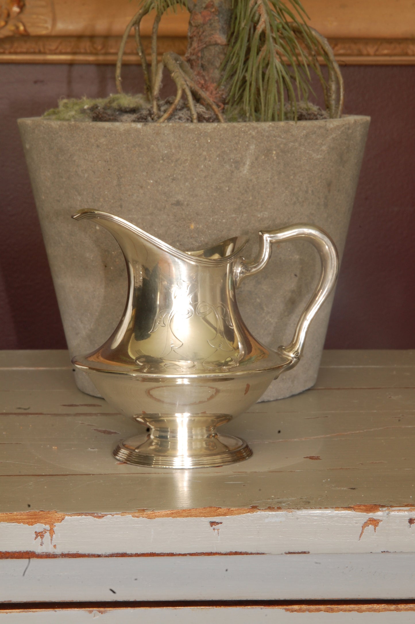 Footed Vintage Silverplate creamer
