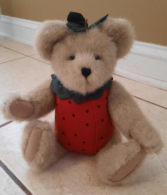 Boyd's Plush HILBY JAMM Bear dressed in Strawberry Costume. Style #917750