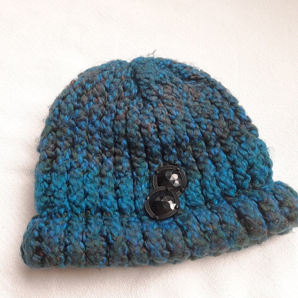 Blue knit handmade Toddler hat 2Tto 4T