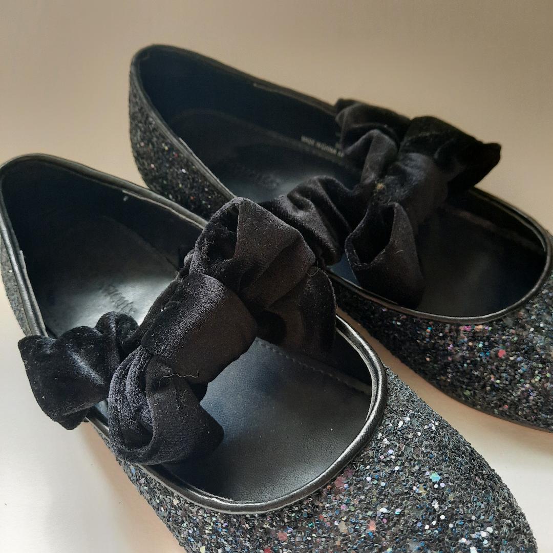 Crewcuts Black Glitter Girls Shoes size 7