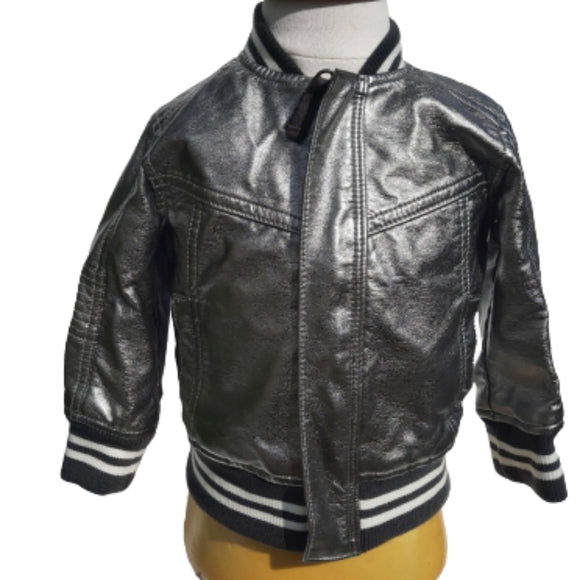 Genuine Kids ( OshKosh) Silver Lame Jacket 12M Genuine Kids® from OshKosh Toddler Boys' Metallic Bomber Jacket Silver