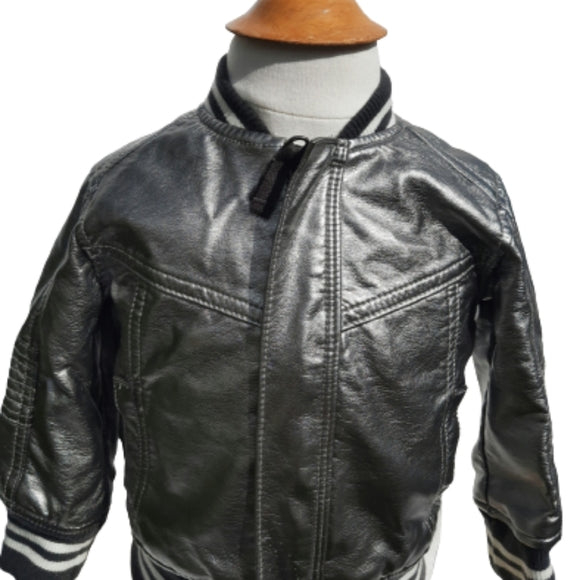 Genuine Kids ( OshKosh) Silver Lame Jacket 12M Genuine Kids® from OshKosh Toddler Boys' Metallic Bomber Jacket Silver