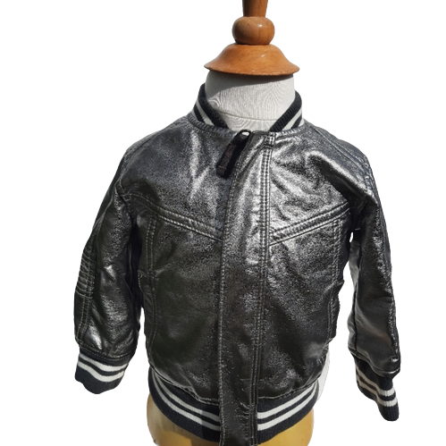 Genuine Kids ( OshKosh) Silver Lame Jacket 12M Genuine Kids® from OshKosh Toddler Boys' Metallic Bomber Jacket Silver