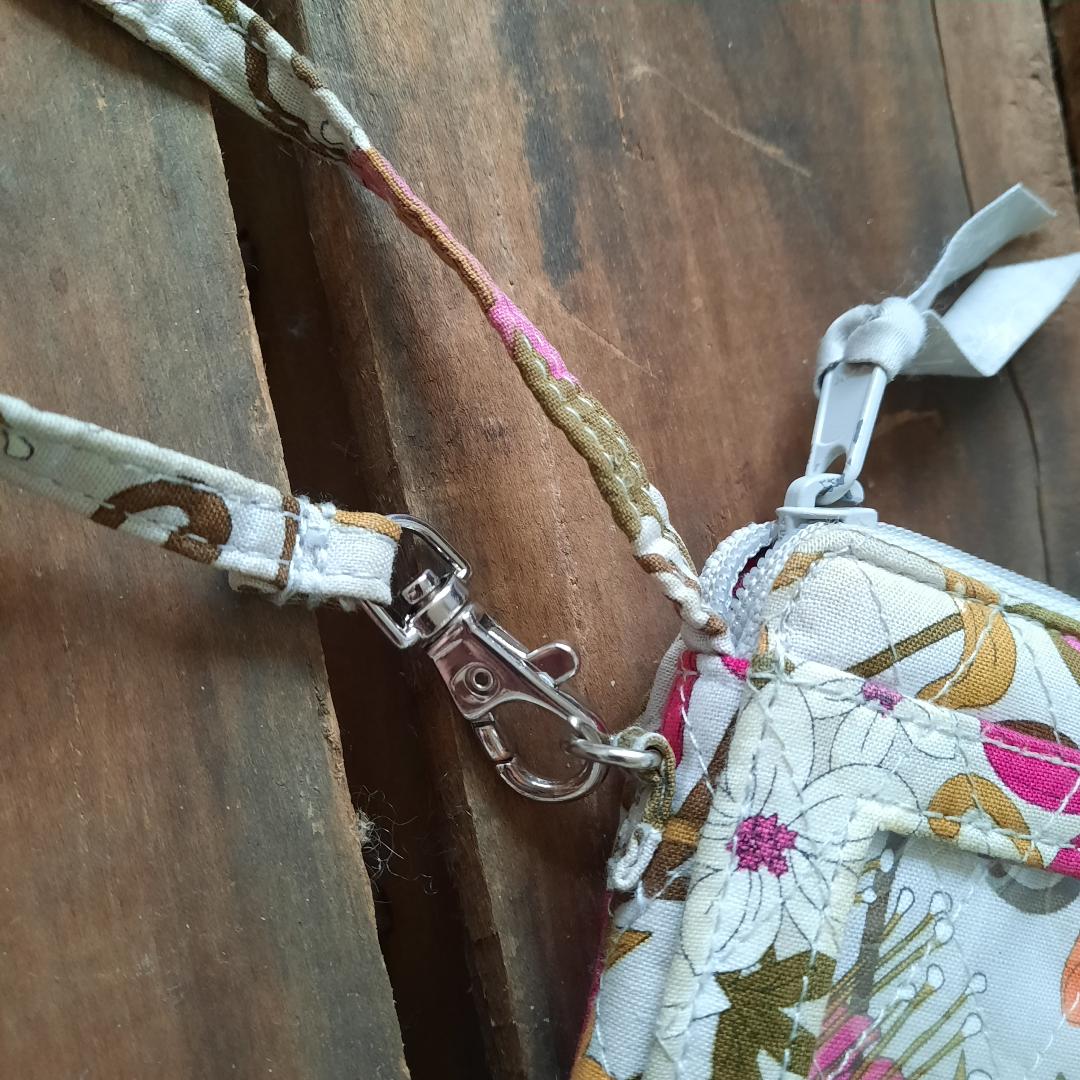 Pre Owned Vera Bradley Pink and Grey Tea Garden Wristlet. Pink Orange Yellow Flowers