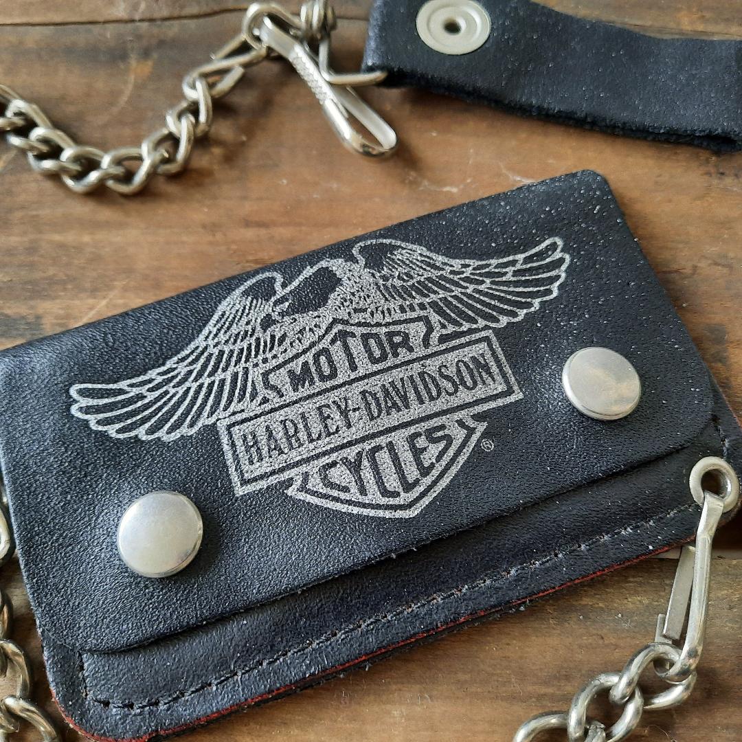 Mens Biker Rocker Genuine Leather Snap Button Long Wallet Purse W/Long Chain