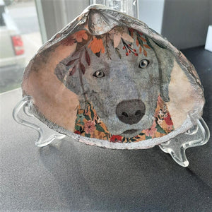 Clam Shell Art Grey Dog Floral Headpiece