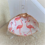 Clam Shell Art Pink Flamingos