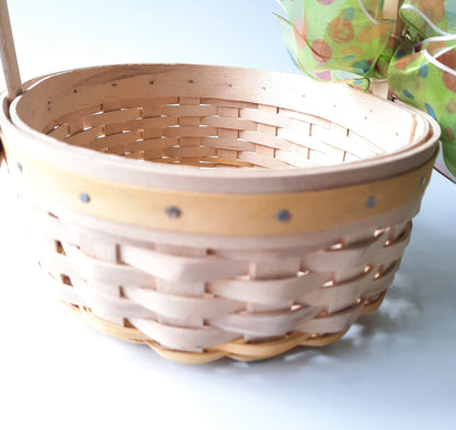 Signed Longaberger 2002 Edition Wood Basket Yellow