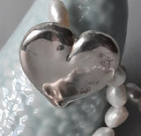 Freshwater Water Pearl Necklace with Sterling Silver Heart