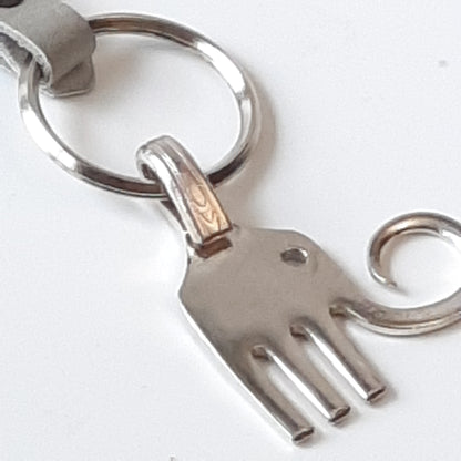 Vintage Repurposed Fork Keychains Sterling Silverplate