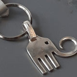 Vintage Repurposed Fork Keychains Sterling Silverplate