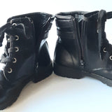 Bebe Black Girls Lace Up Zippered Ankle Boots Size 2