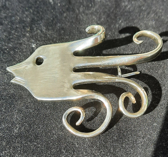 Vintage Sterling Silver Plate Fork Angel Fish Pin