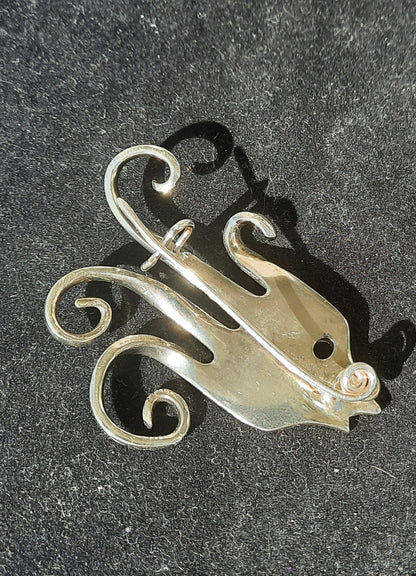 Vintage Sterling Silver Plate Fork Angel Fish Pin