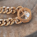 Gold Toned Vintage Chunky Necklace Big Gem