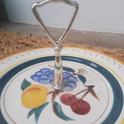 Stangl Fruit Cookie Plate Center Handled Vintage 10"