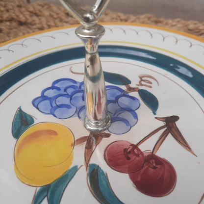 Stangl Fruit Cookie Plate Center Handled Vintage 10"