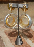 Signed Vintage Silver and Gold Toned Clip On Earrings