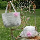 Baby Girl White Woven Hat and Purse