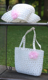 Baby Girl White Woven Hat and Purse