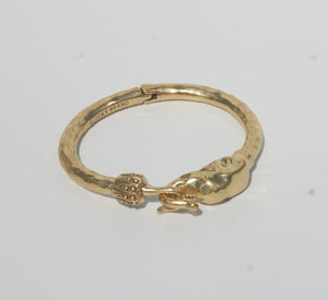 "LUCKY BRAND" Gold Toned Elephant Bangle Cuff Bracelet size 6 1/2" -7"