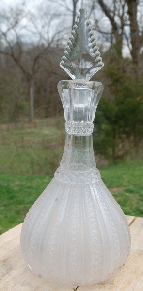 Ornate Vintage Glass Decanter with pointed stopper