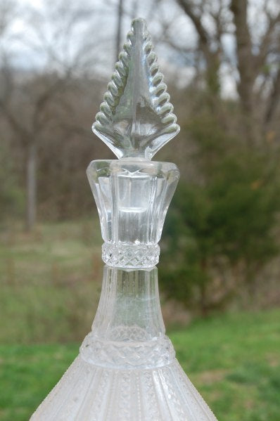 Ornate Vintage Glass Decanter with pointed stopper