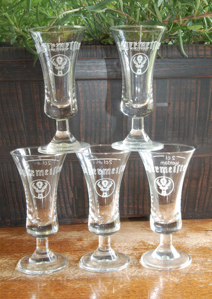 Vintage Jagermeister Footed Shot/Cordial  Glasses set of five