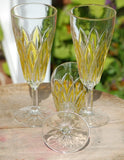 Vintage Yellow Champagne Flutes Set of Three