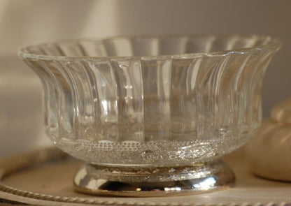 Vintage Optic Glass and Silver Plate Candy Dish