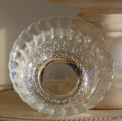 Vintage Optic Glass and Silver Plate Candy Dish