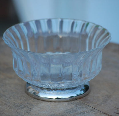 Vintage Optic Glass and Silver Plate Candy Dish