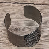 Brown Banged Metal Cuff Bracelet Markasite Pendant