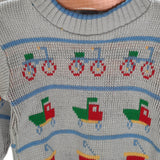 "Hopscotch" Knit Light Blue Toddler Boy's Sweater  24mo.
