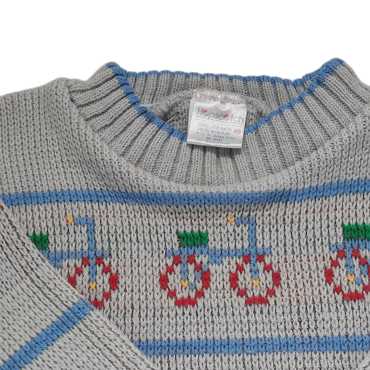 "Hopscotch" Knit Light Blue Toddler Boy's Sweater  24mo.