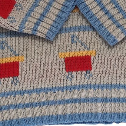 "Hopscotch" Knit Light Blue Toddler Boy's Sweater  24mo.
