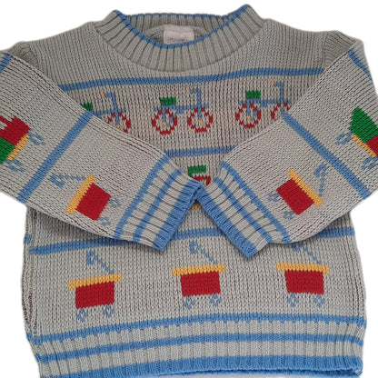 "Hopscotch" Knit Light Blue Toddler Boy's Sweater  24mo.