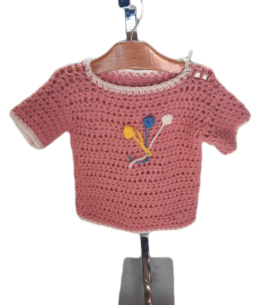 Pink Hand Knit Cap Sleeve Sweater 24mo.