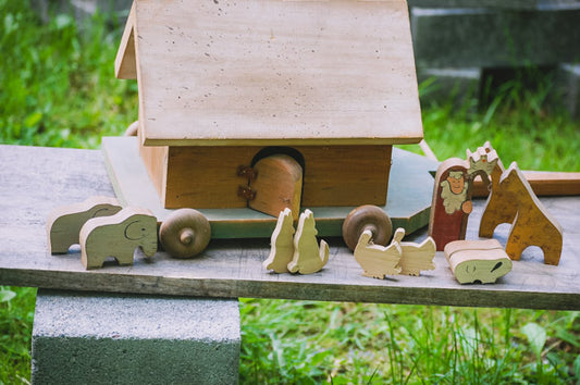 Vintage Wooden Handmade Noah's Ark