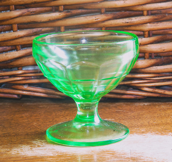 Footed Green Depression Glass Dessert/Sherbert Cup