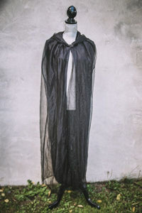 New Black Sheer Cape Adult/Teen Theatrical Costume With hood