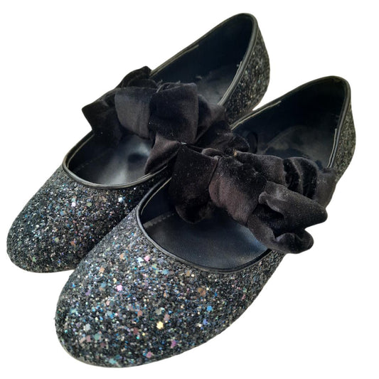 Crewcuts Black Glitter Girls Shoes size 7